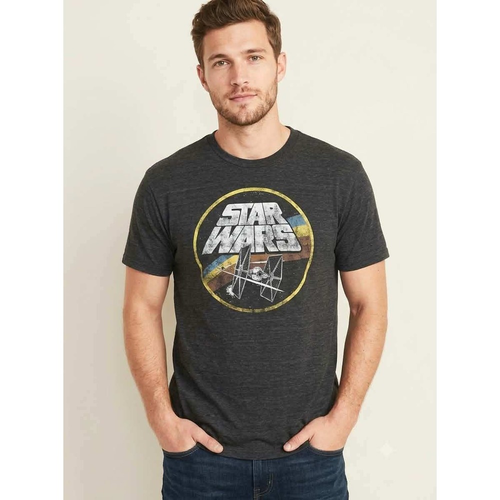 Star Wars Mens TIE Fighter X-Wing Graphic T-Shirt Charcoal Heather Grey 2X